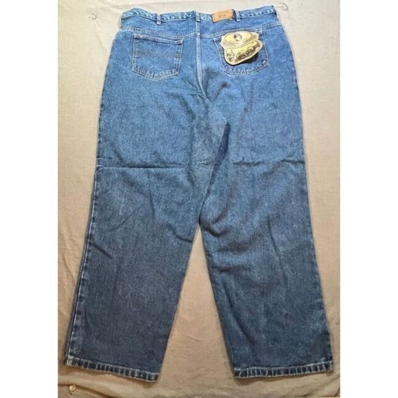 Cherokee‎ Pants Mens 44 Blue Denim Belted Pocketed Jeans Men 44x30 - Picture 7 of 13